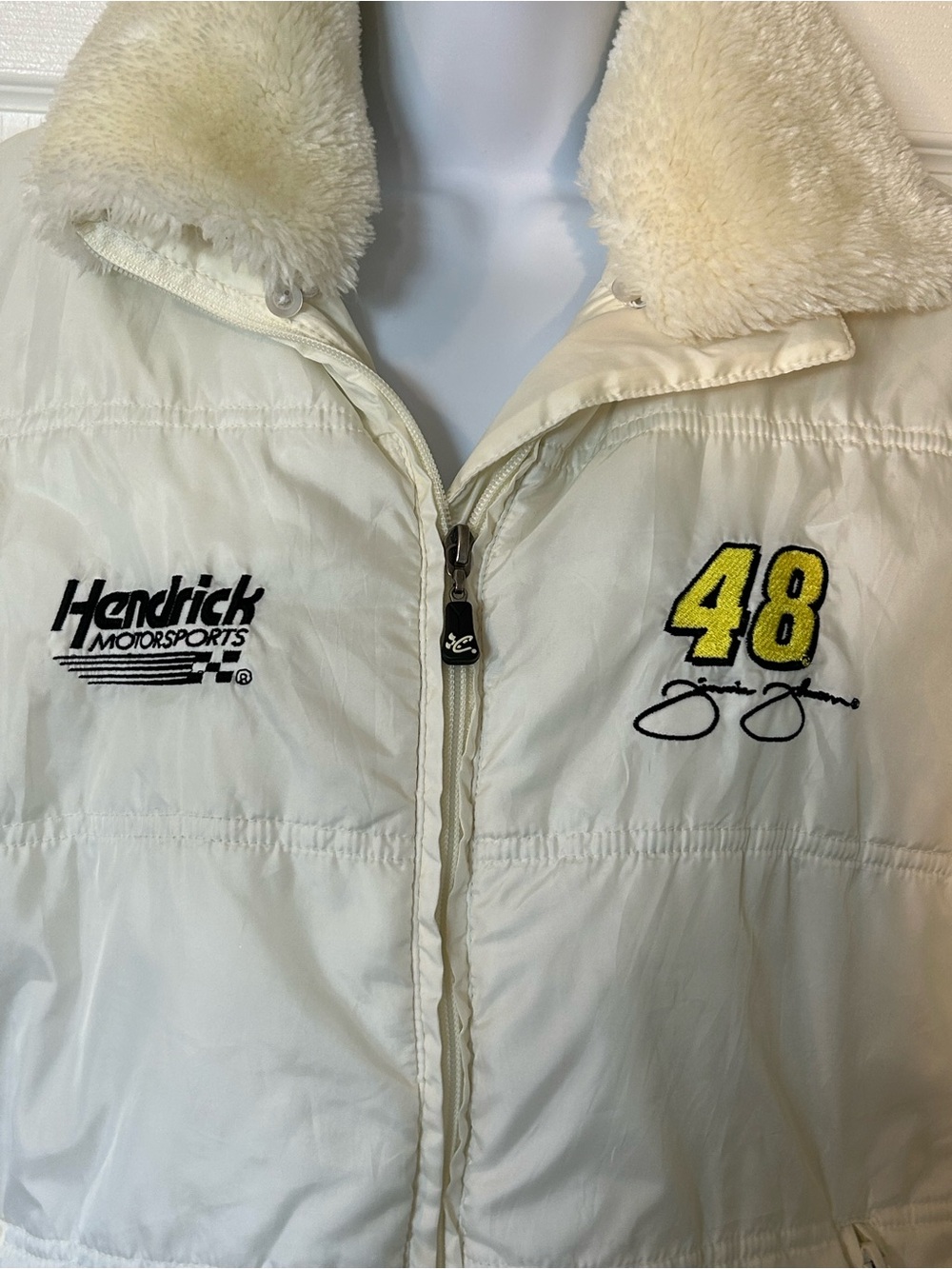 Hendrick Motorsports Puffer Jacket with 48 Patch - Cream Womens size  medium